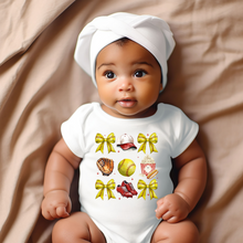 Load image into Gallery viewer, Softball Coquette Baby Onesie
