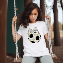 Load image into Gallery viewer, Soccer Brushstroke Coquette Youth T-shirt
