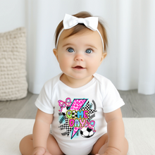 Load image into Gallery viewer, Colorful Game Day Soccer Baby Onesie
