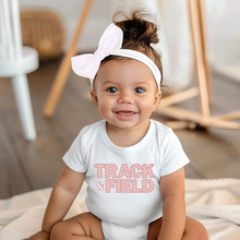 Load image into Gallery viewer, Track &amp; Field Checkered Baby Onesie
