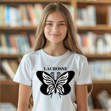 Load image into Gallery viewer, Butterfly Lacrosse Teen T-shirt
