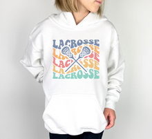 Load image into Gallery viewer, Multicolor Lacrosse Wave Youth Hoodie
