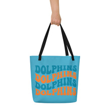 Load image into Gallery viewer, Dolphins Wave All-Over Print Large Tote Bag
