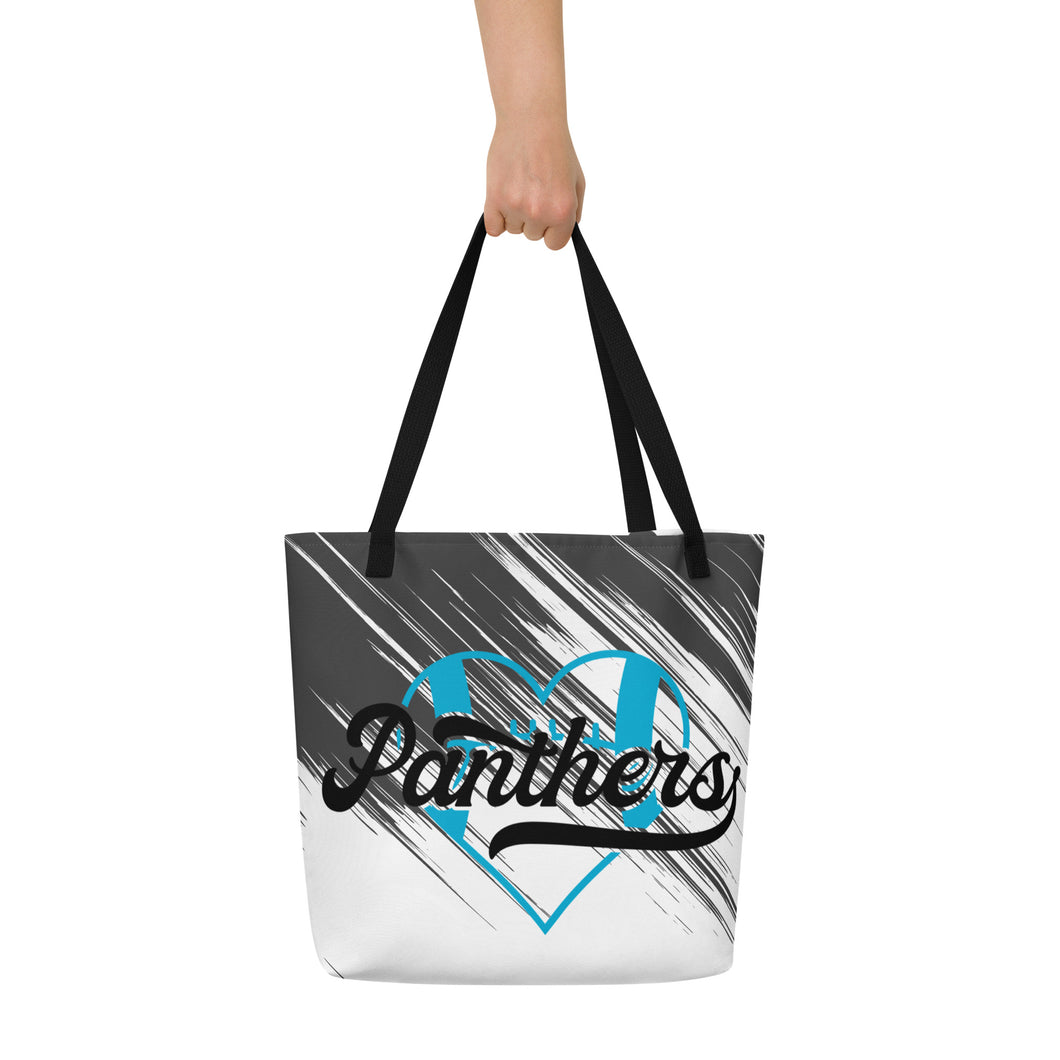 Panthers Heart All-Over Print Large Tote Bag