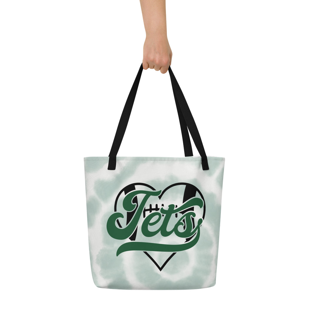 Jets Heart All-Over Print Large Tote Bag