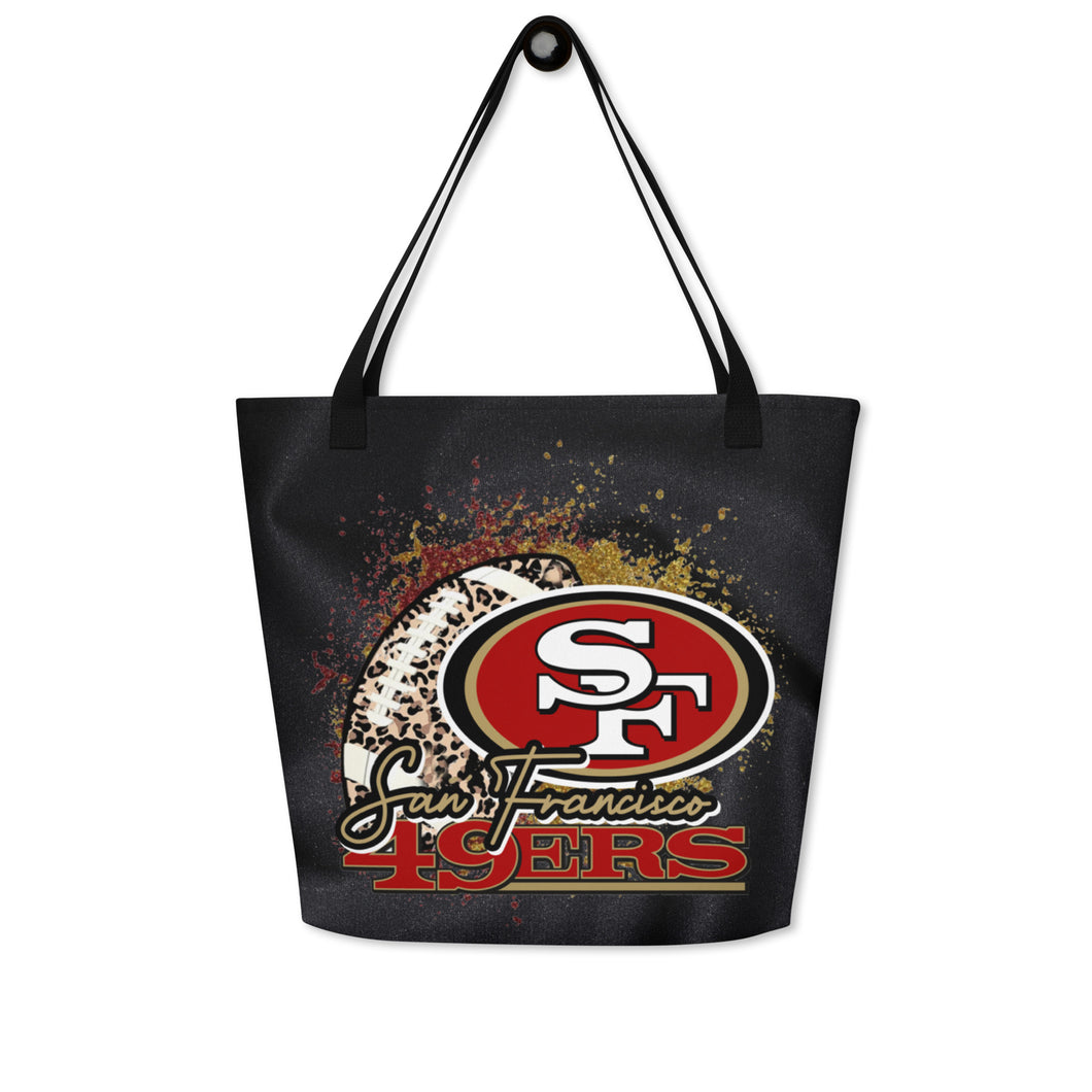 SF 49ers Splatter All-Over Print Large Tote Bag(NFL)