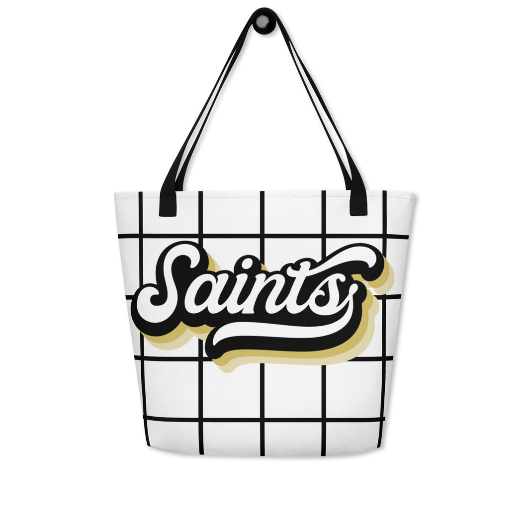 Saints Retro All-Over Print Large Tote Bag(NFL)