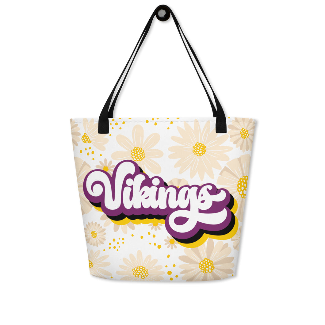 Vikings Retro All-Over Print Large Tote Bag(NFL)