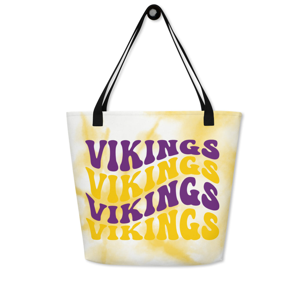 Vikings Wave All-Over Print Large Tote Bag(NFL)