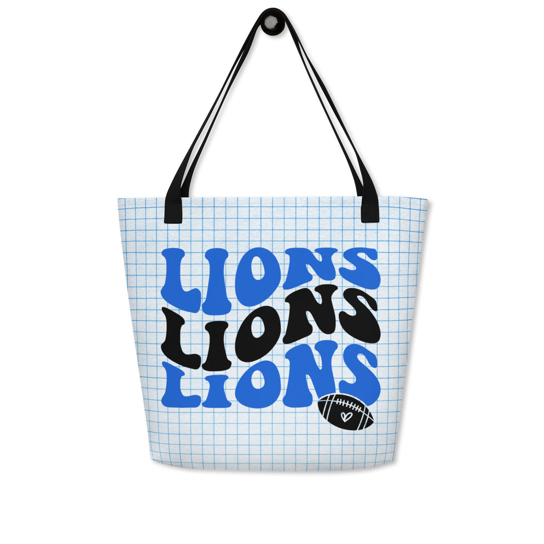 Lions Wave All-Over Print Large Tote Bag(NFL)