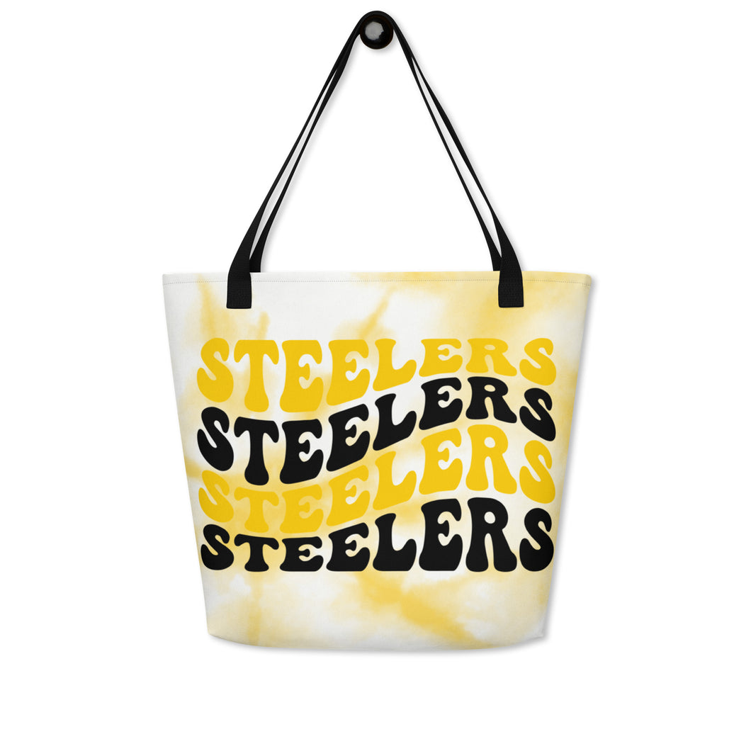 Steelers Wave All-Over Print Large Tote Bag(NFL)