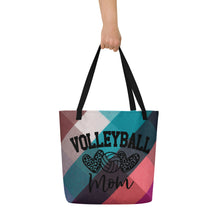 Load image into Gallery viewer, Volleyball Mom All-Over Print Large Tote Bag
