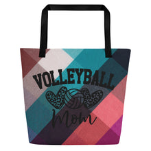 Load image into Gallery viewer, Volleyball Mom All-Over Print Large Tote Bag
