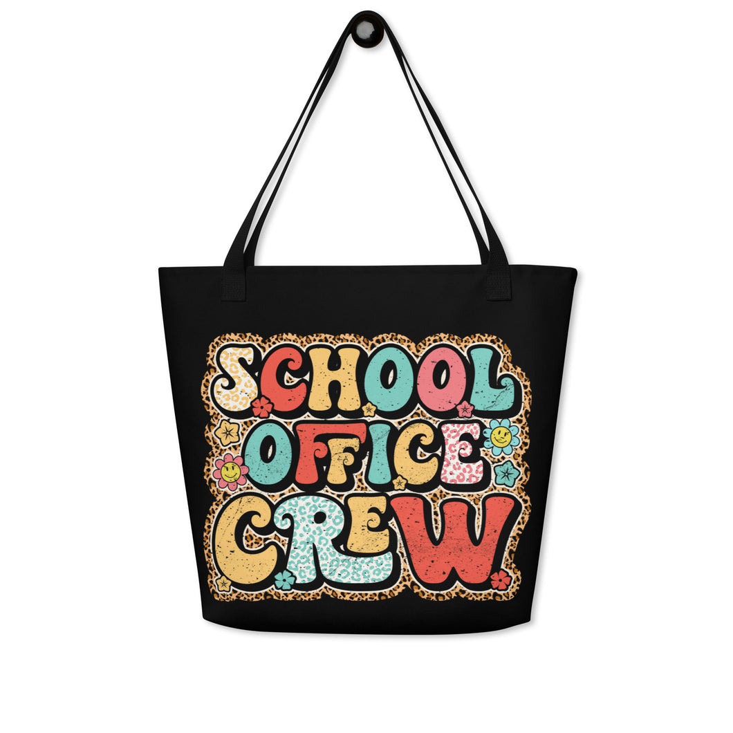 School Office Crew All-Over Print Large Tote Bag