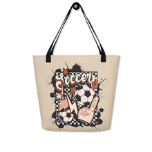 Load image into Gallery viewer, Retro Soccer All-Over Print Large Tote Bag
