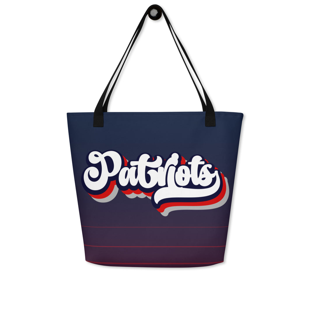 Patriots Retro All-Over Print Large Tote Bag(NFL)