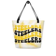 Load image into Gallery viewer, Steelers Wave All-Over Print Large Tote Bag(NFL)
