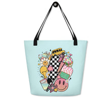 Load image into Gallery viewer, Teacher Retro All-Over Print Large Tote Bag
