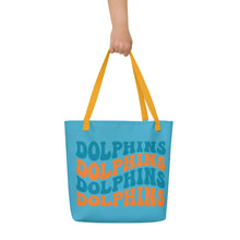 Load image into Gallery viewer, Dolphins Wave All-Over Print Large Tote Bag
