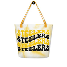 Load image into Gallery viewer, Steelers Wave All-Over Print Large Tote Bag(NFL)
