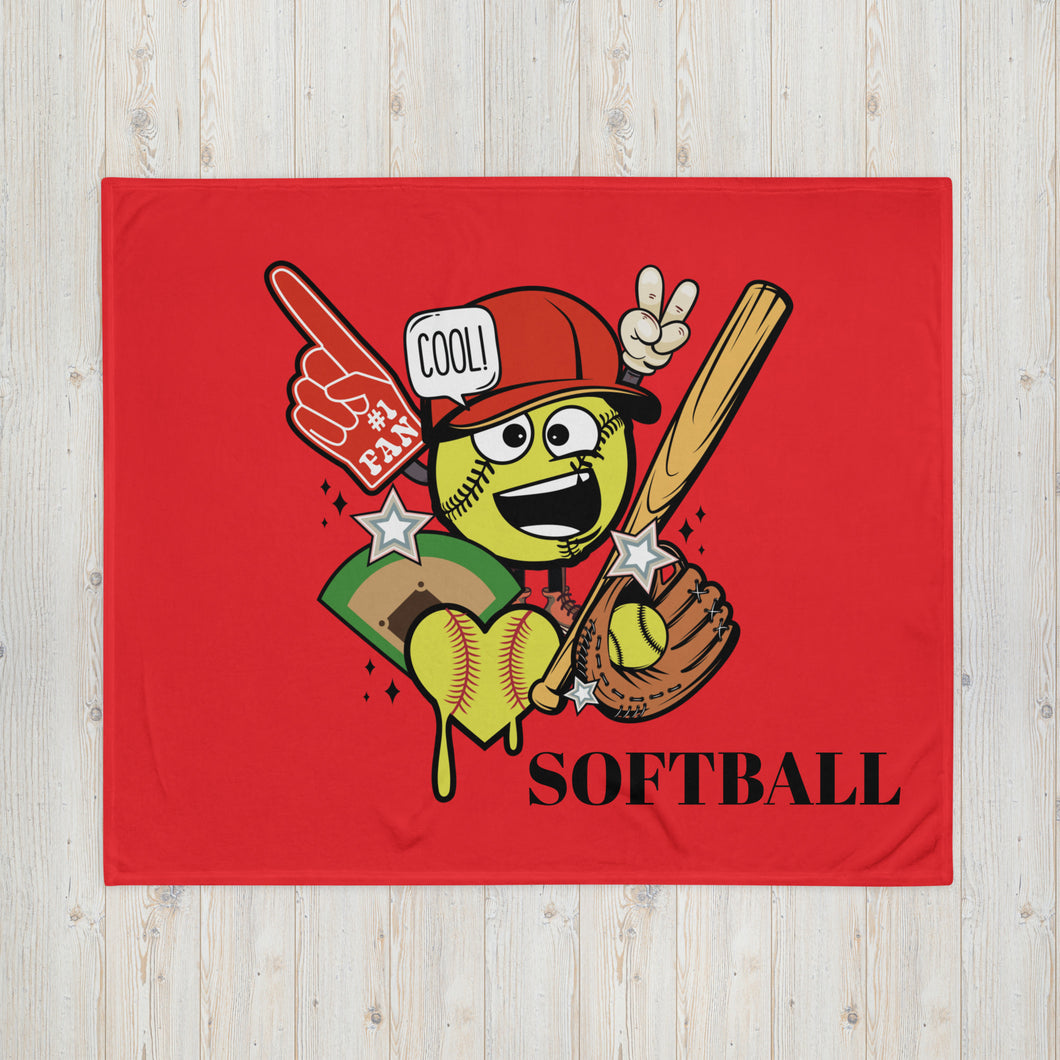 #1 Fan Softball Throw Blanket