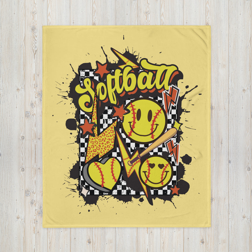 Softball Retro Throw Blanket