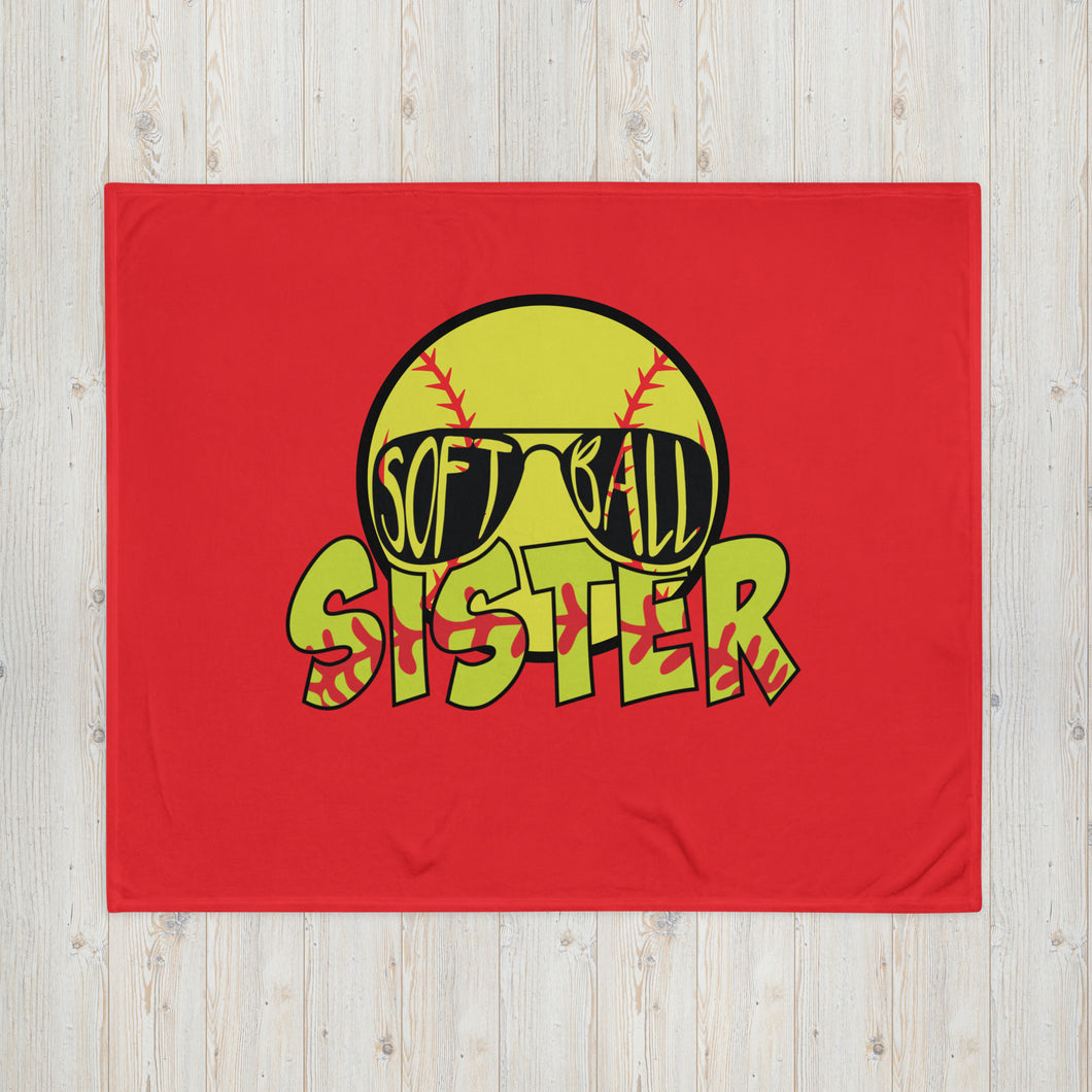 Softball Sister Throw Blanket