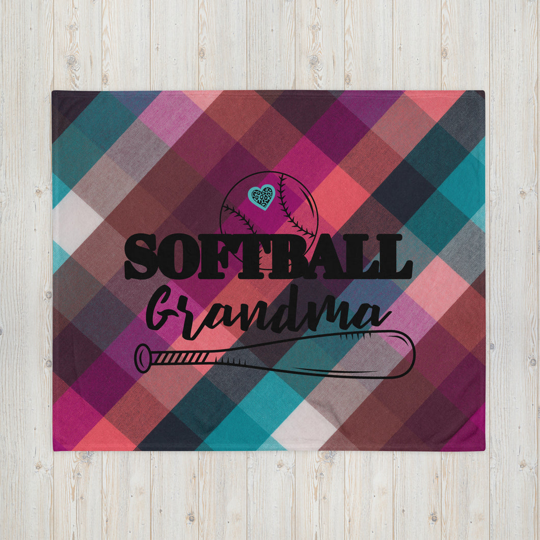 Softball Grandma Throw Blanket