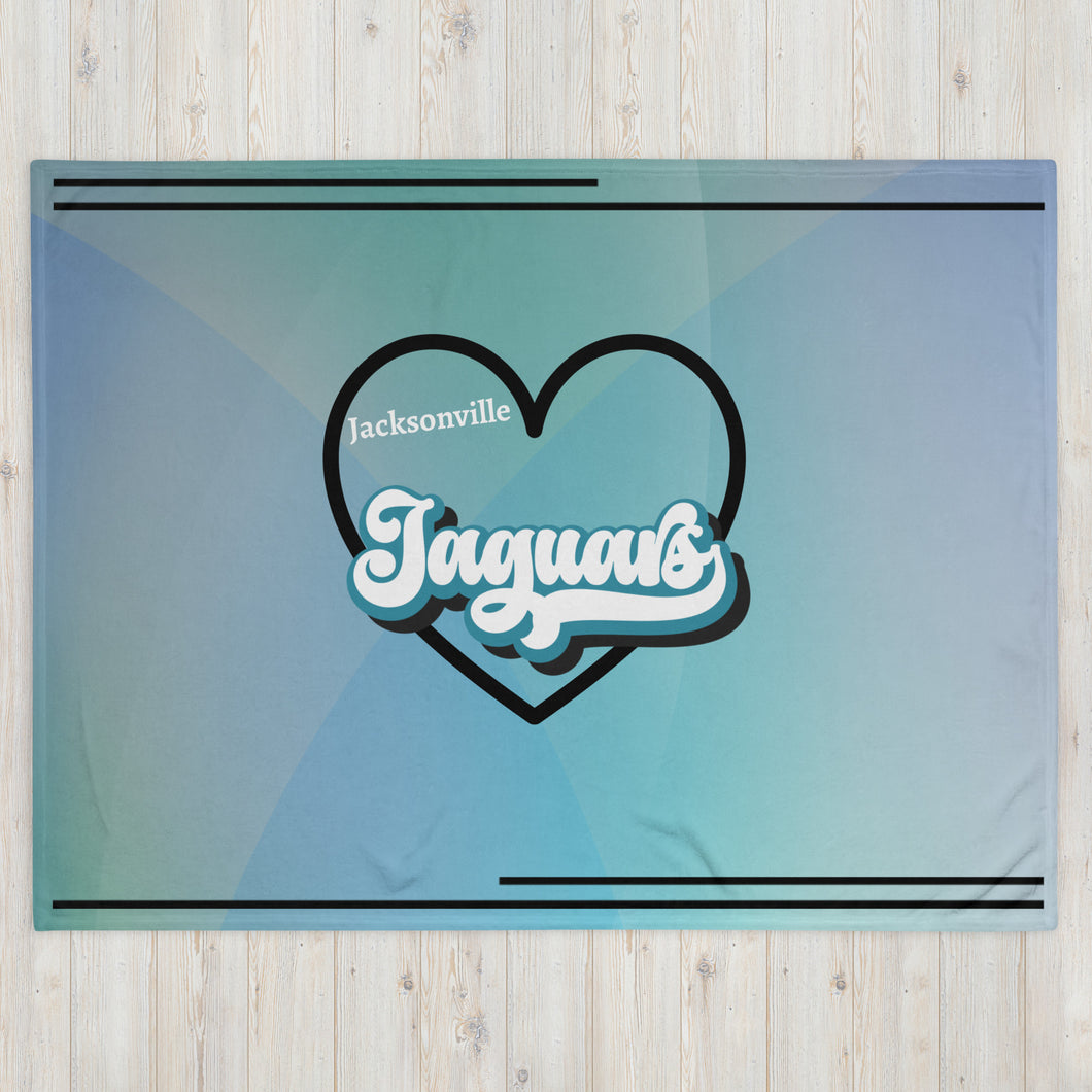 Jaguars Retro Heart Throw Blanket(NFL)