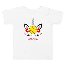 Load image into Gallery viewer, Little Sister Unicorn Softball Toddler T-shirt
