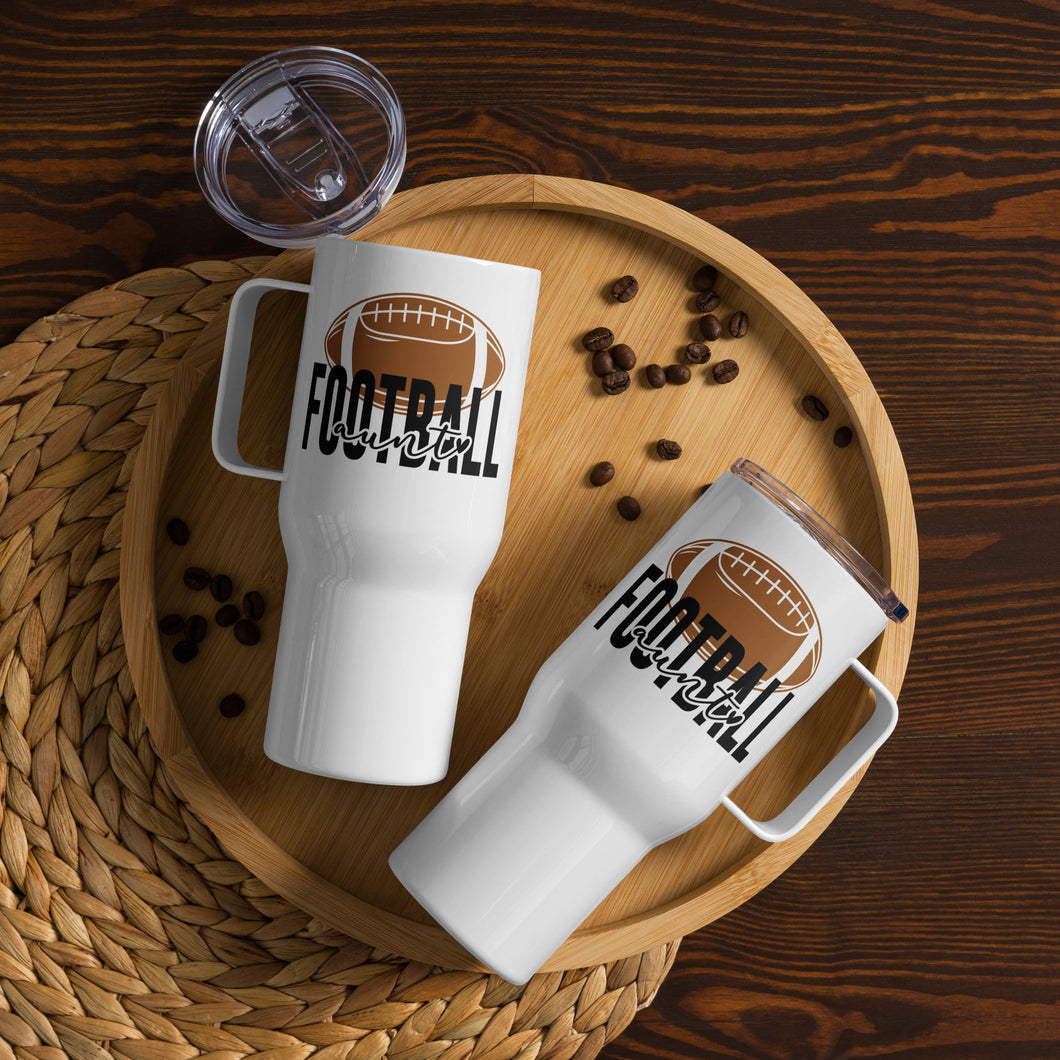 Football Aunt Travel Mug With A Handle