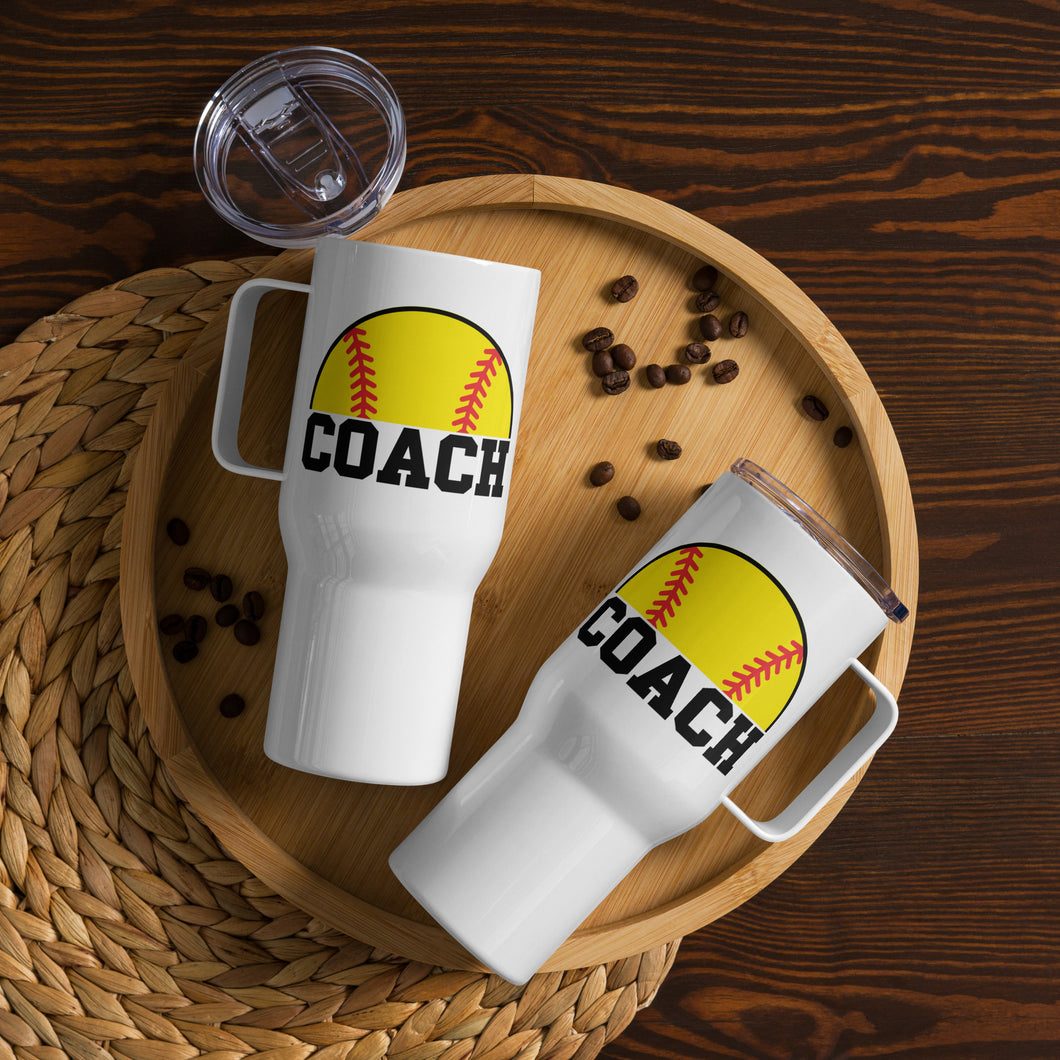 Softball Coach Travel Mug With A Handle