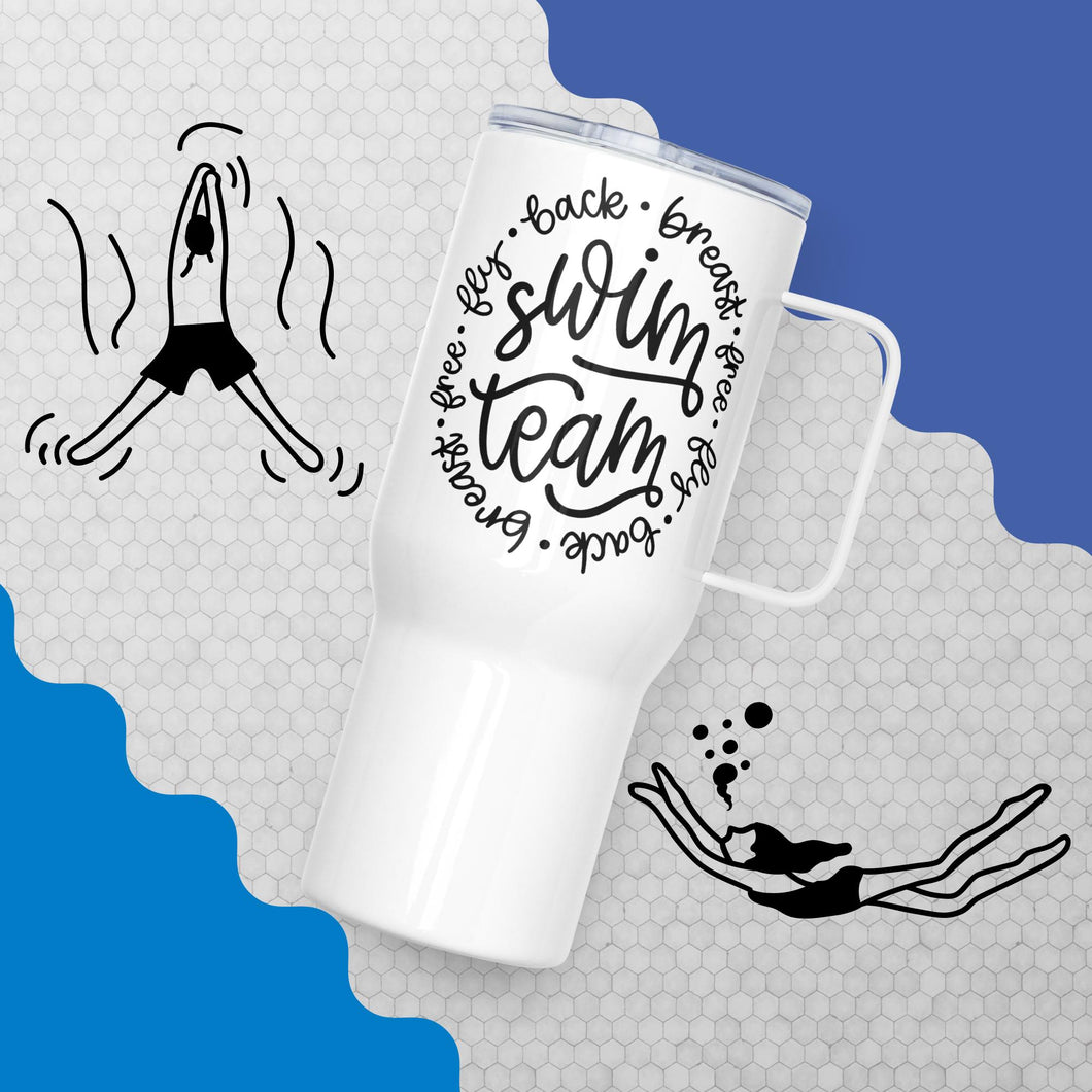 Swim Team Travel Mug With A Handle