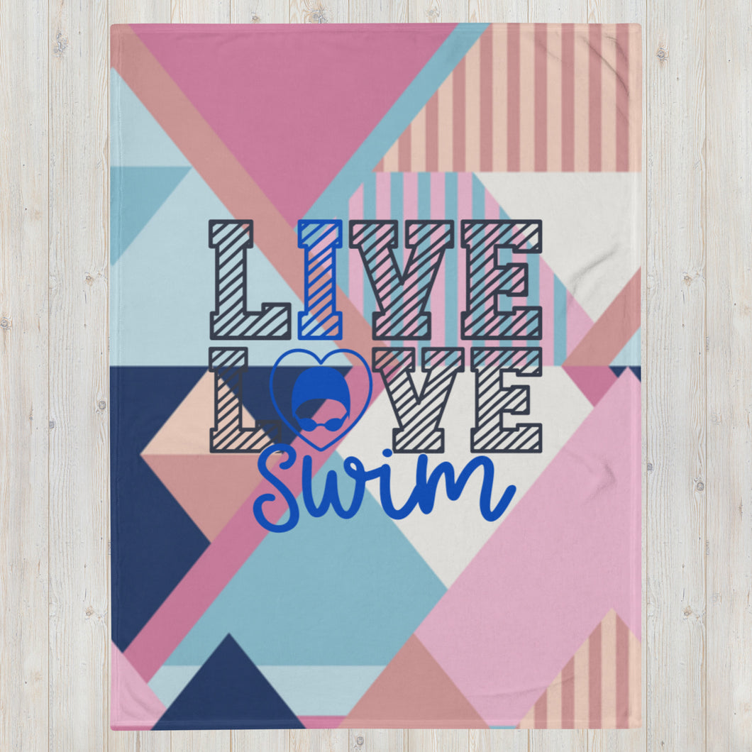 Live Love Swim Colorful Throw Blanket